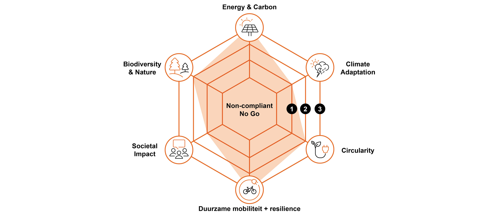 Non-compliant No Go illustration spider graph