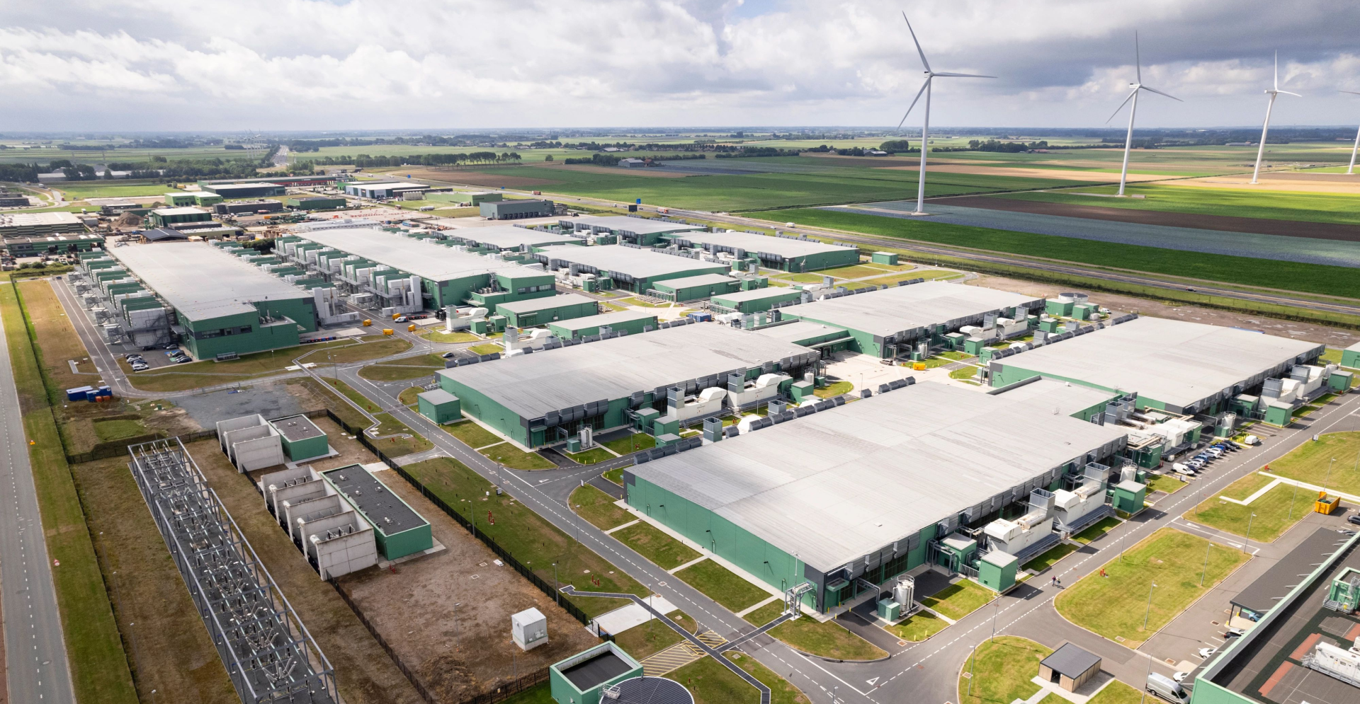 An industrial facility with large industrial buildings.