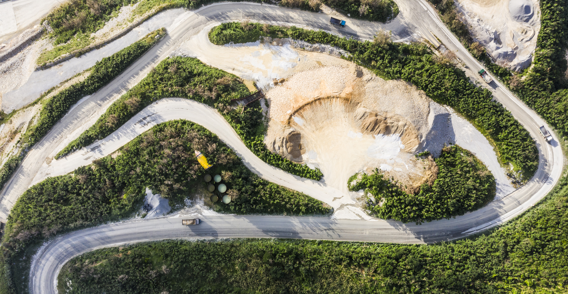 Aerial shooting at the construction site.