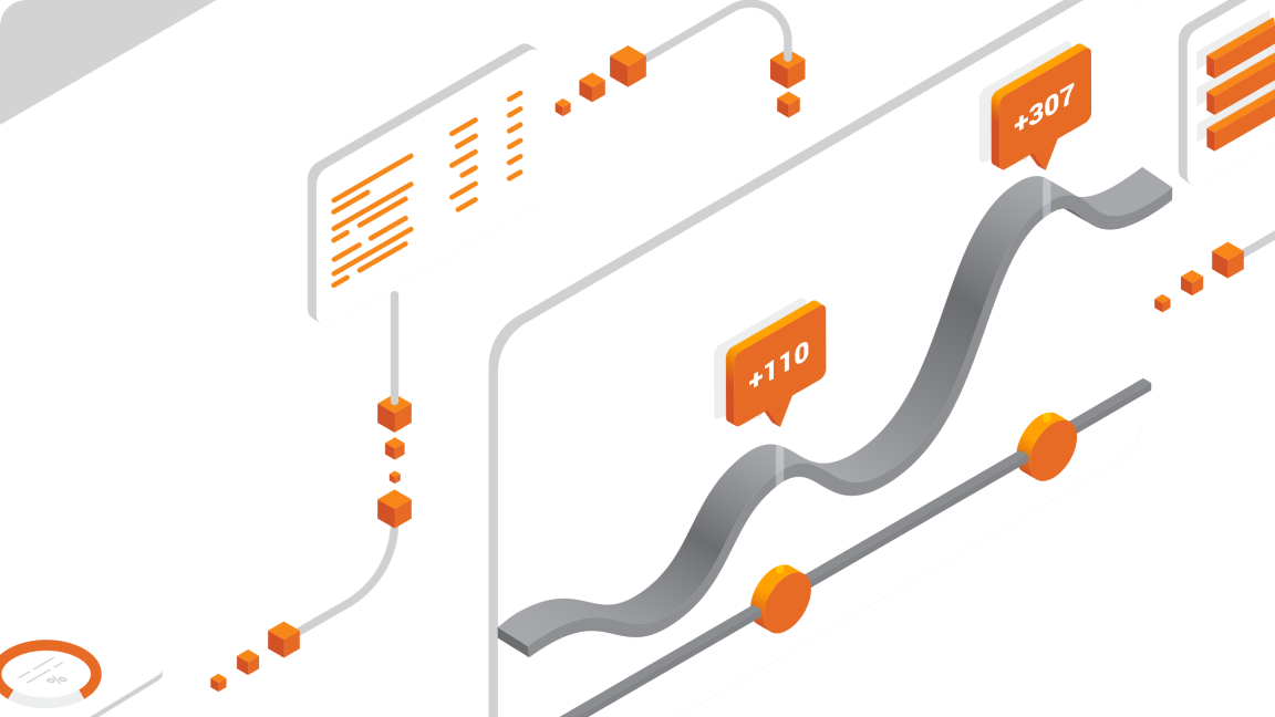 An illustration depicting a graph featuring multiple orange dots representing data points.