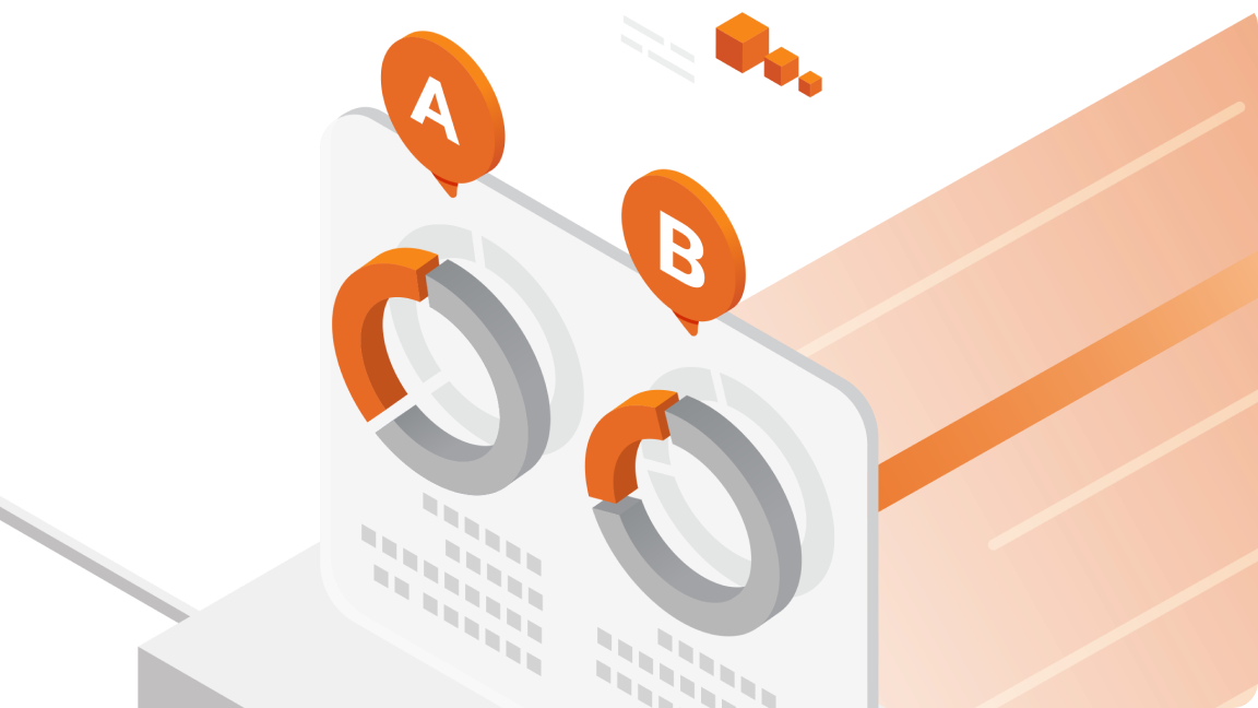An orange and white graphic that includes a bar graph.