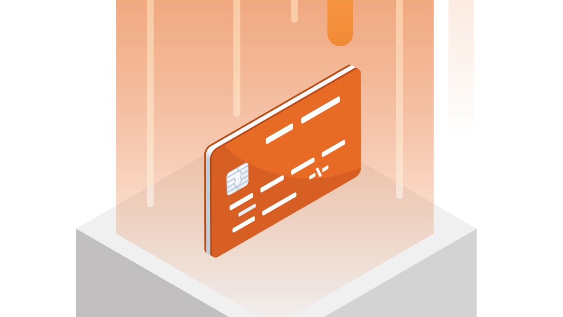 An orange card featured in a white box.