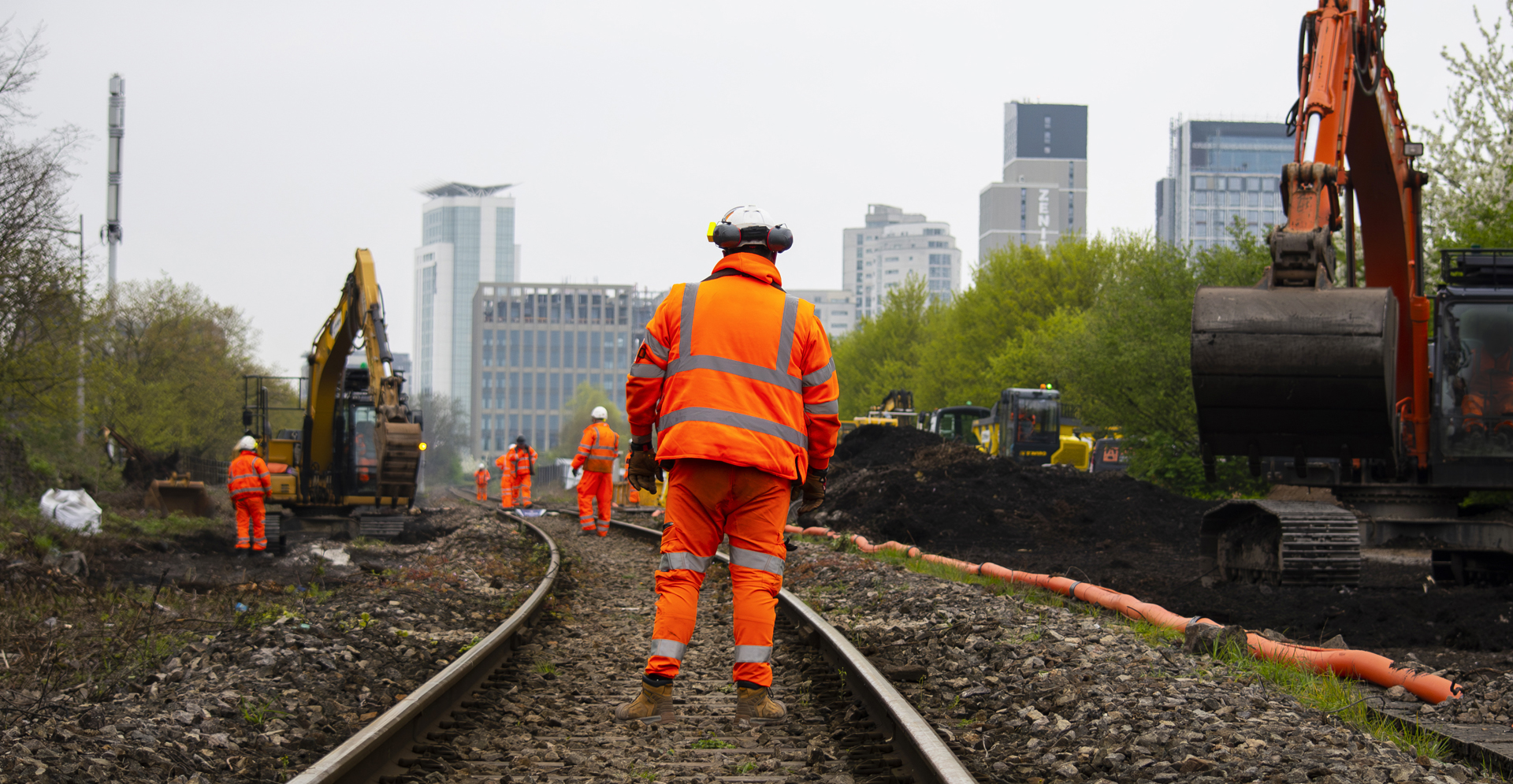Railway construction work in England