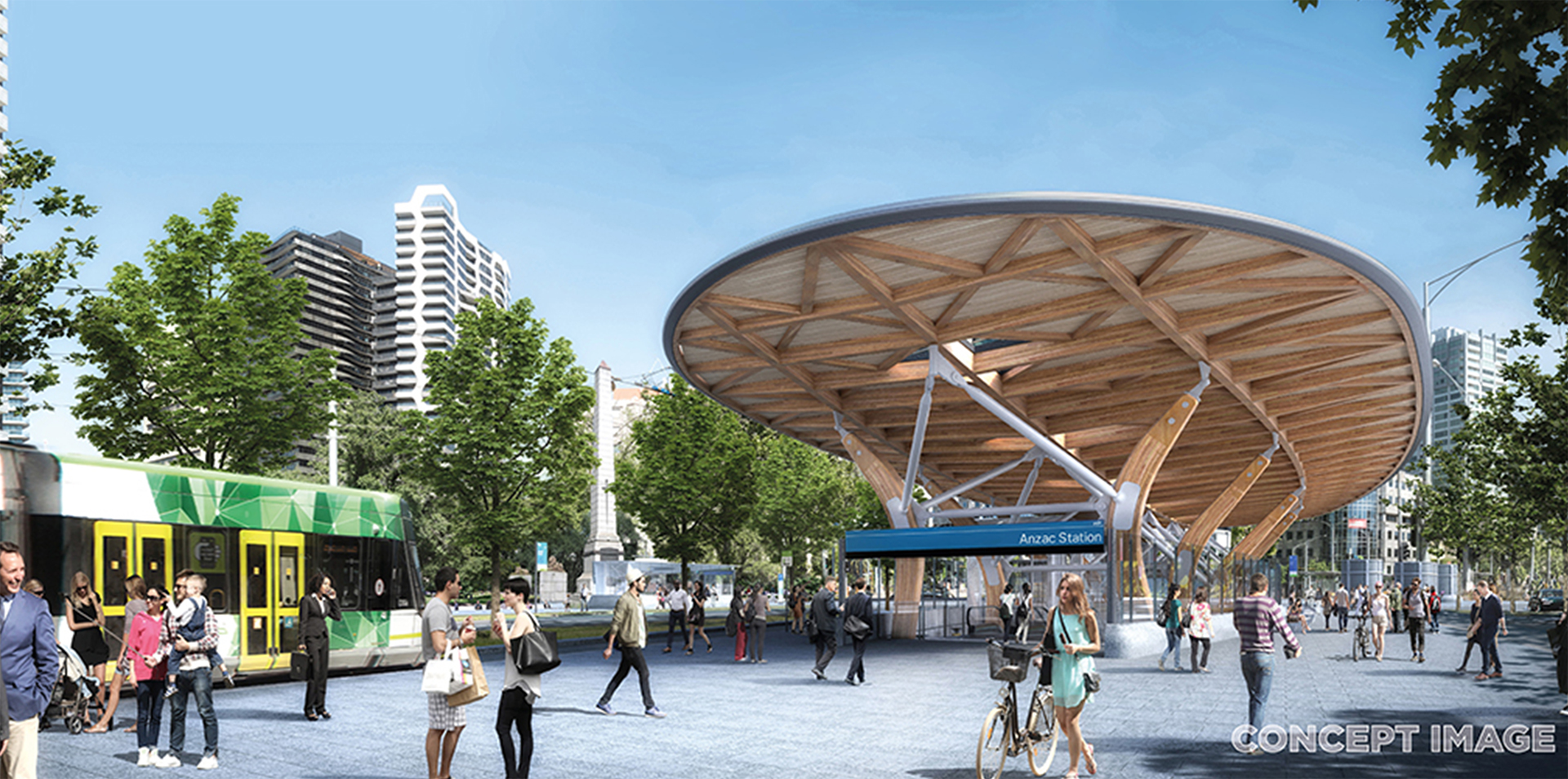 Concept image of the new Melbourne Metro Station and the people