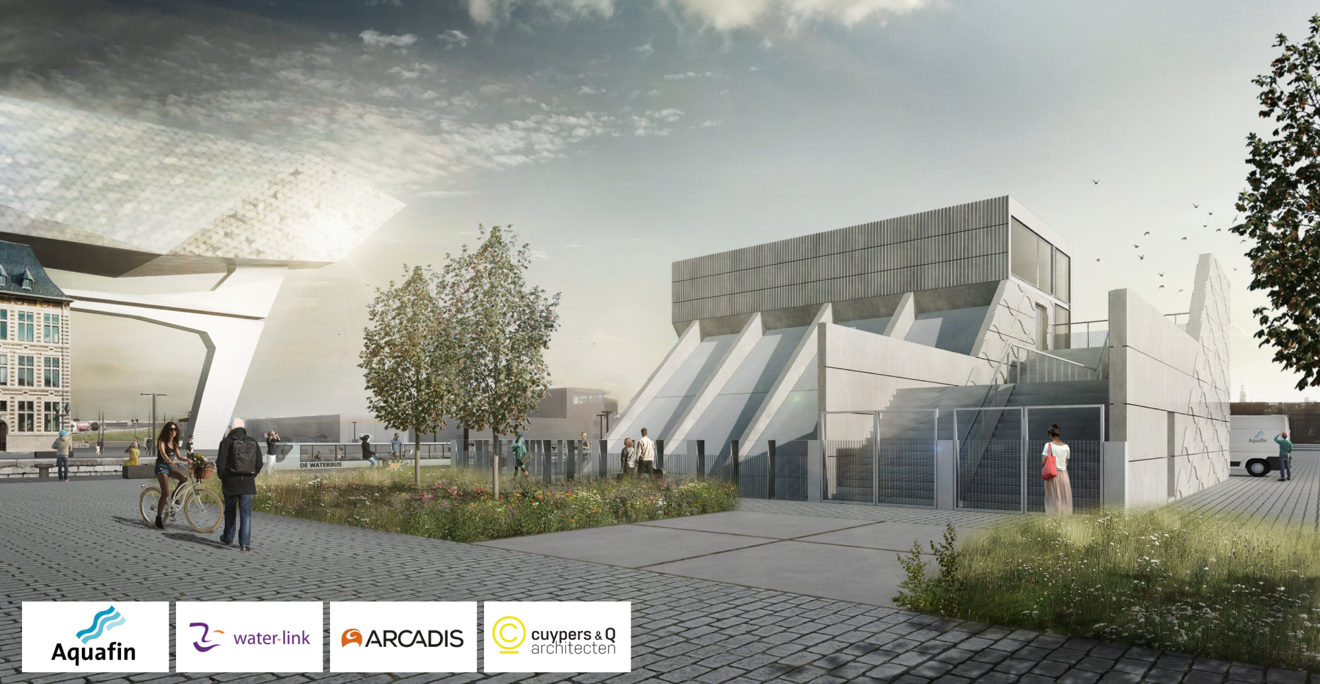 Conception de la nouvelle écluse Royers à Anvers avec la plus grande station de pompage à vis d’Archimède. 