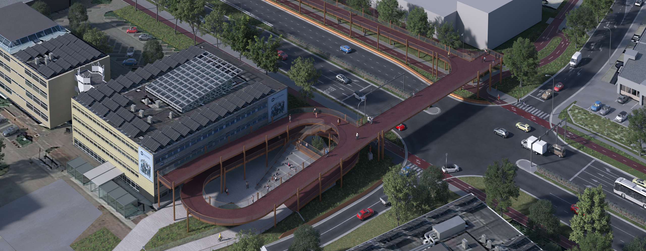 Fiets- en voetgangersbrug over Grote Ring in Hasselt