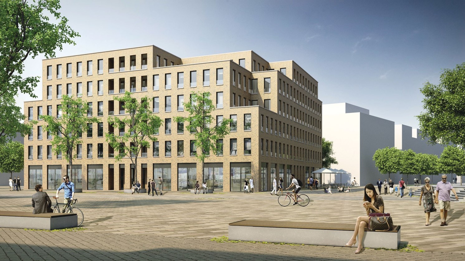 3D-Visualisierung eines Gebäudekomplexes im Schoch Areal