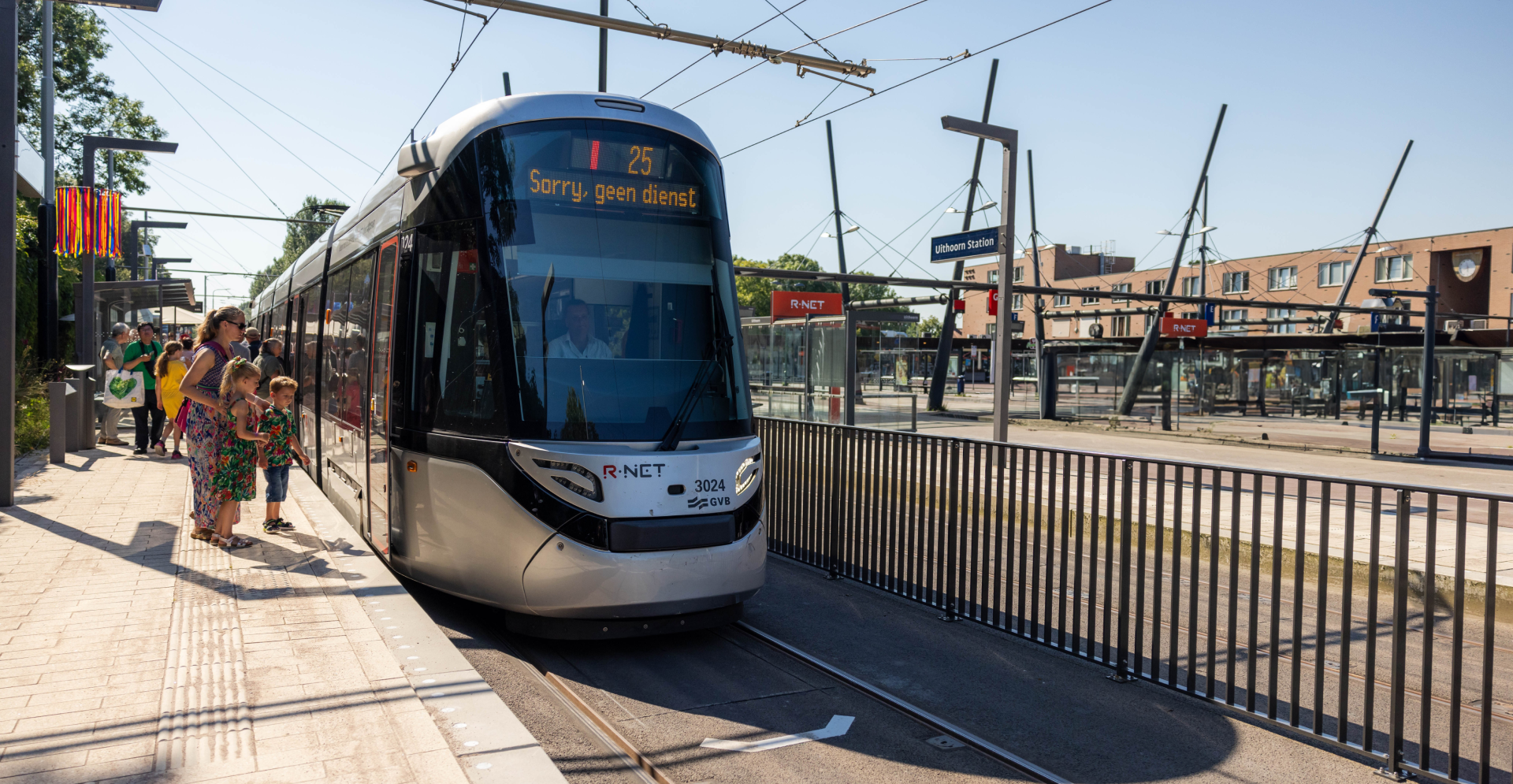 A train traveling along the tracks, showcasing its powerful engine and sleek design